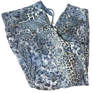 NWT Skinnygirl Women's Tara Blue Leopard Print Tapered Joggers, Size 3X